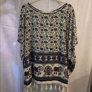 Elephant print boho tunic